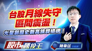 台股月線失守區間震盪 ! 光聖創歷史新高族群檢視 ! #加權指數 #台積電 #鴻海 #光聖 #華星光 #IET-KY (圖)