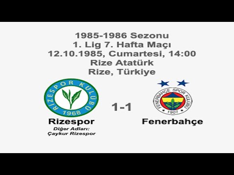 Rizespor 1-1 Fenerbahçe [HD] 12.10.1985 - 1985-1986 Turkish 1st League Matchday 7