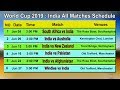 World Cup 2019 India All Matches Schedule Time Table