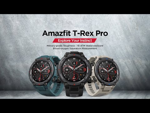 Išmanusis laikrodis Amazfit T-Rex Pro, Juodos spalvos korpusas su mėlynu dirželiu