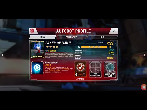 Pt. 2 Transformers Earth Wars 4 Star Laser Optimus Level 10 to 20