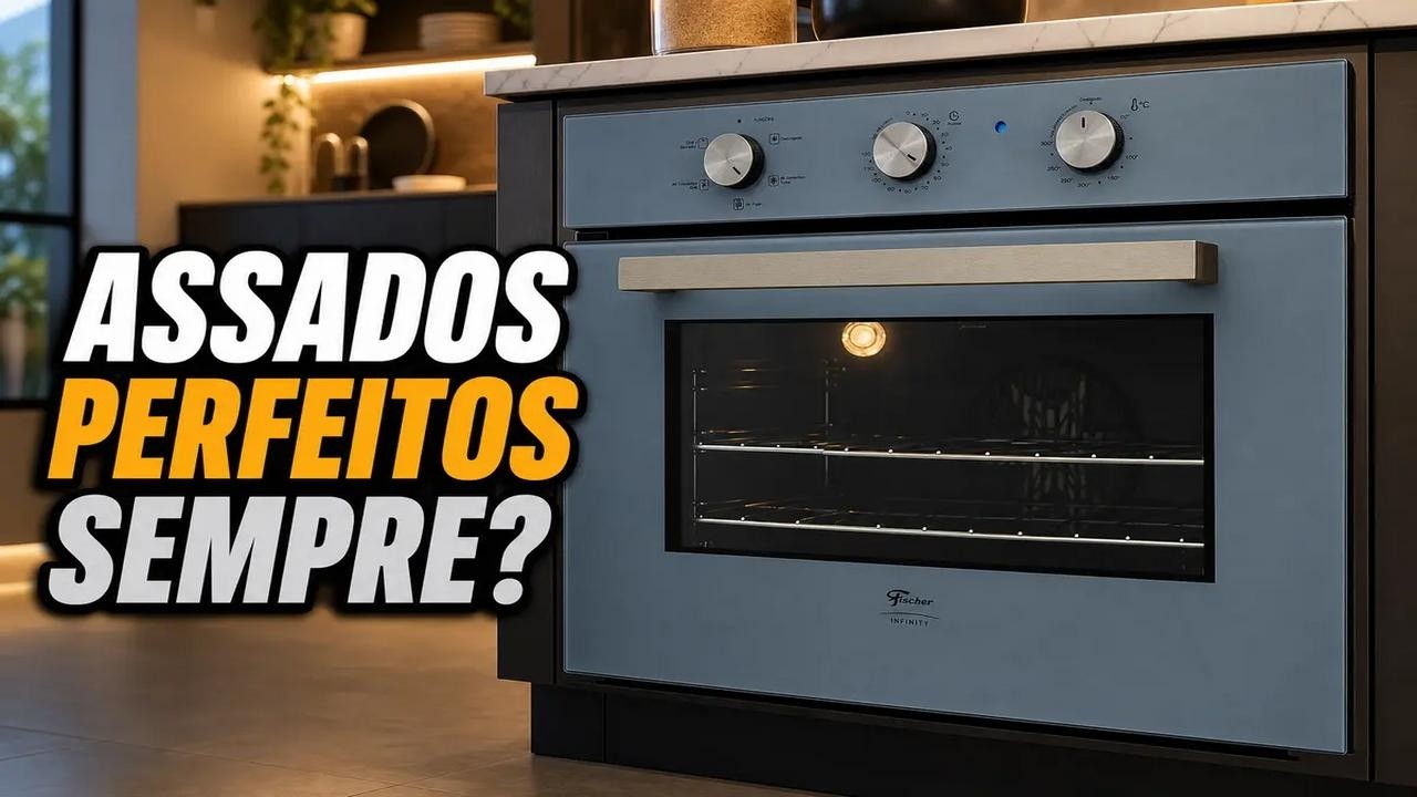 Miniatura da avaliação em vídeo de Forno Elétrico Embutir Fischer Infinity 50L com Air Fryer Eiger 220V