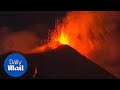 Mount Etna Sends Plumes Of Ash And Sparks Of Lava Into The Air