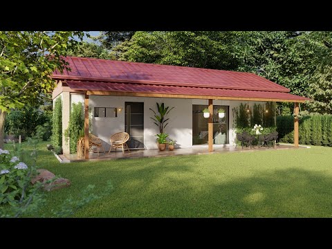Plano de casa de campo sencilla y bonita | Plano de casa con galería