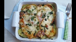 Parmigiana bianca melanzane e patate, light senza besciamella