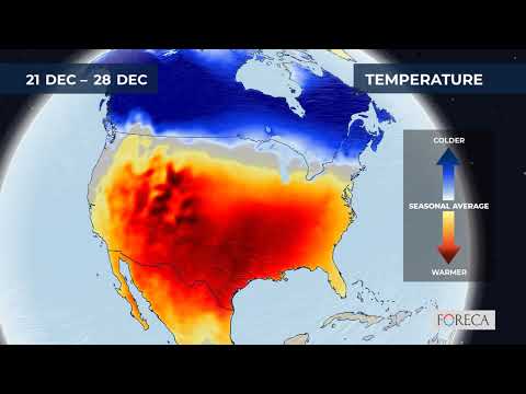 Monthly temperature forecast for the USA 12/13/2025
