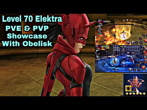 Level 70 Elektra Woman Without Fear Uniform Review | PVE & PVP Showcase - Marvel Future Fight