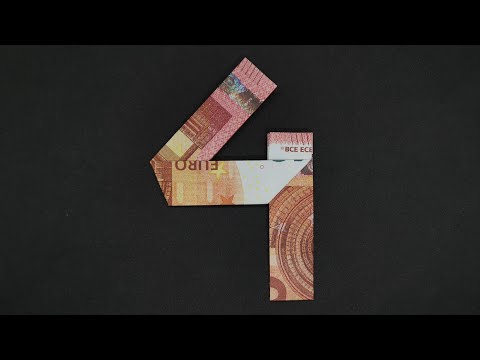 Geldschein falten Zahl 4 Vier - Geldgeschenk zum Geburtstag