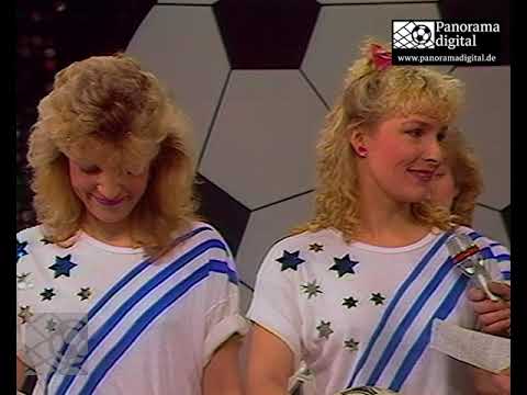 Peter Ducke, Dieter Riedel and Martin Hoffmann crown Miss Football, February 1988