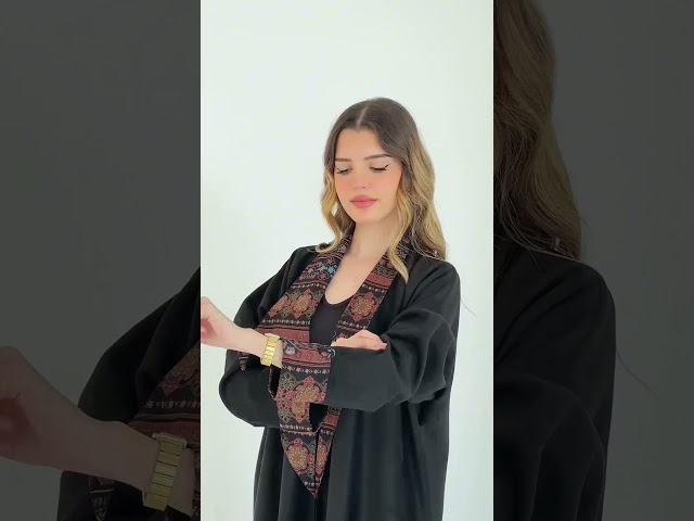 عباية شتوية فخمة من الشمواه مطرزة سدو 7010