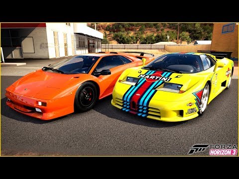 RACHA OFICIAL BUGATTI EB 110 VS LAMBORGHINI DIABLO - Forza Horizon 3 ONLINE