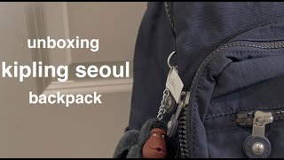 unboxing kipling seoul backpack + pack with me