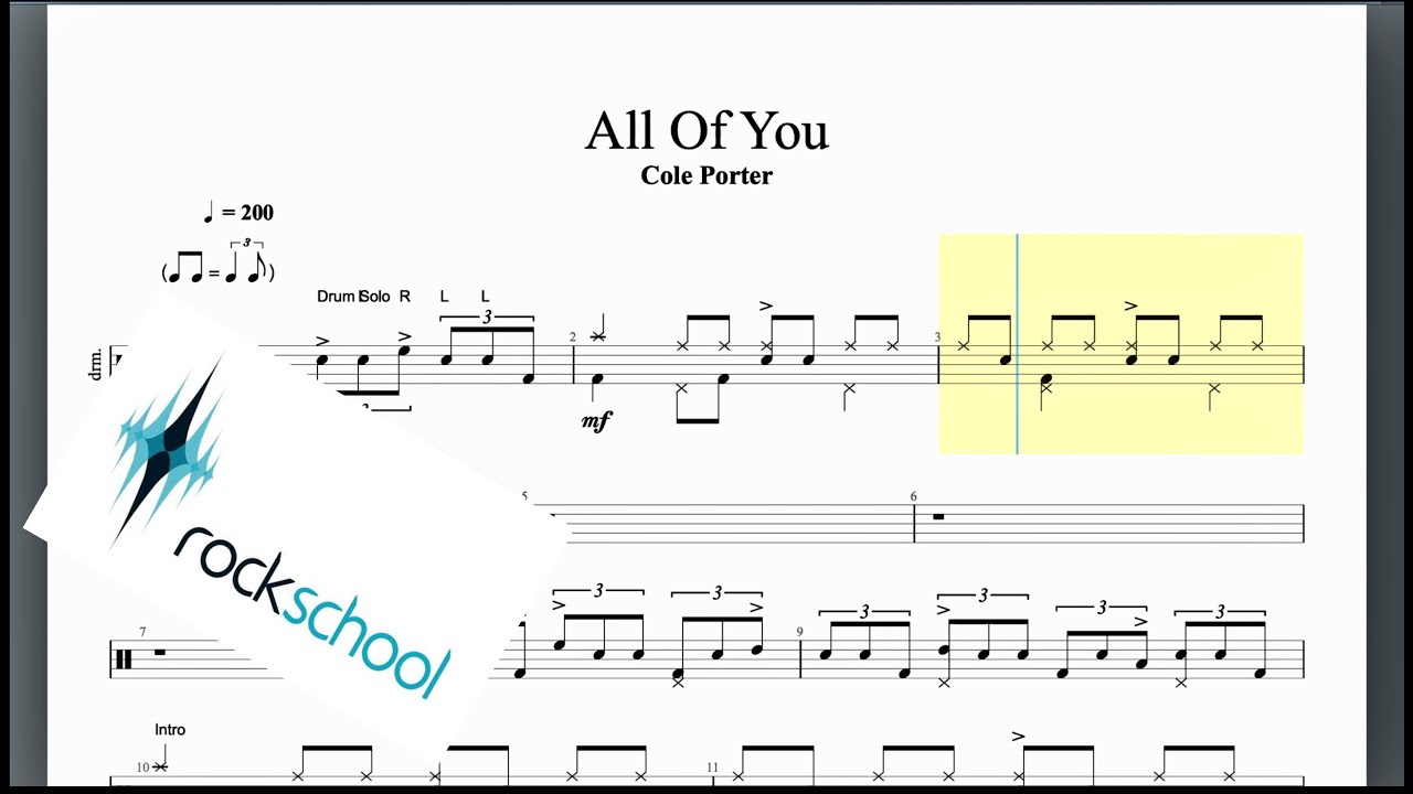 All Of You Rockschool Grade 8 Drums