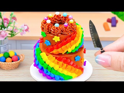 Amazing Rainbow Cake Using Kitkat Chocolate 🌈 Miniature Rainbow Cake Recipe 🍫 Petite Baker Making