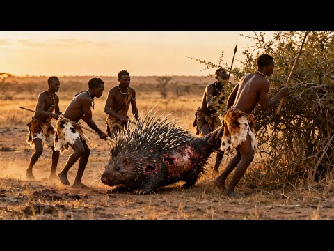 Explore Hadzabe Tribe Hunting and Wild Cooking – Hunting Giant Porcupines | Hadzabe Tribe Hunting