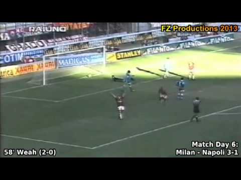 Serie A 1996-1997, day 6: Milan - Napoli 3-1 (Weah 2nd goal)