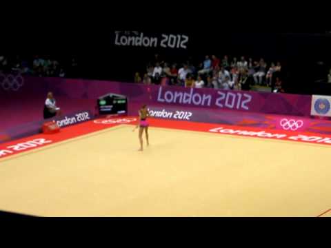 Polish rhythmic gymnast Joanna Mitrosz in the finals of the London 2012 Olympics (clubs)