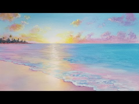 How to Paint a Simple Seascape Acrylic Painting LIVE Tutorial