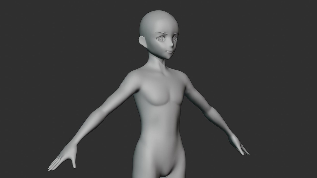 Stylized Anime Male Character Base Mesh 3D Model [Turntable]