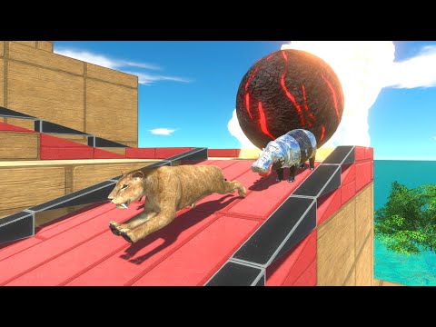 Stair Run Challenge: Escape From The Giant Lava Ball - Animal Revolt Battle Simulator