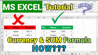 Excel tutorial ep2: Using Currency & SUM  Formula