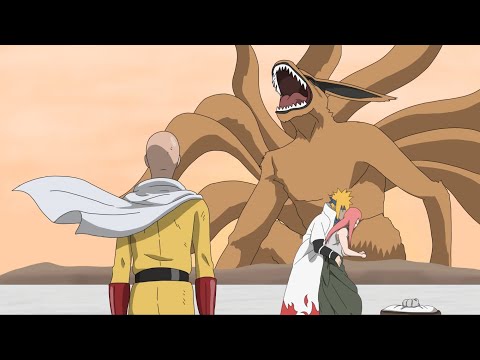 If Saitama in Naruto when Minato and Kushina fight kyubi - Parody animation