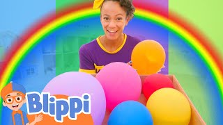 Meekah Learns Rainbow Colors with Balloons! | Blippi - Learn Colors and Science