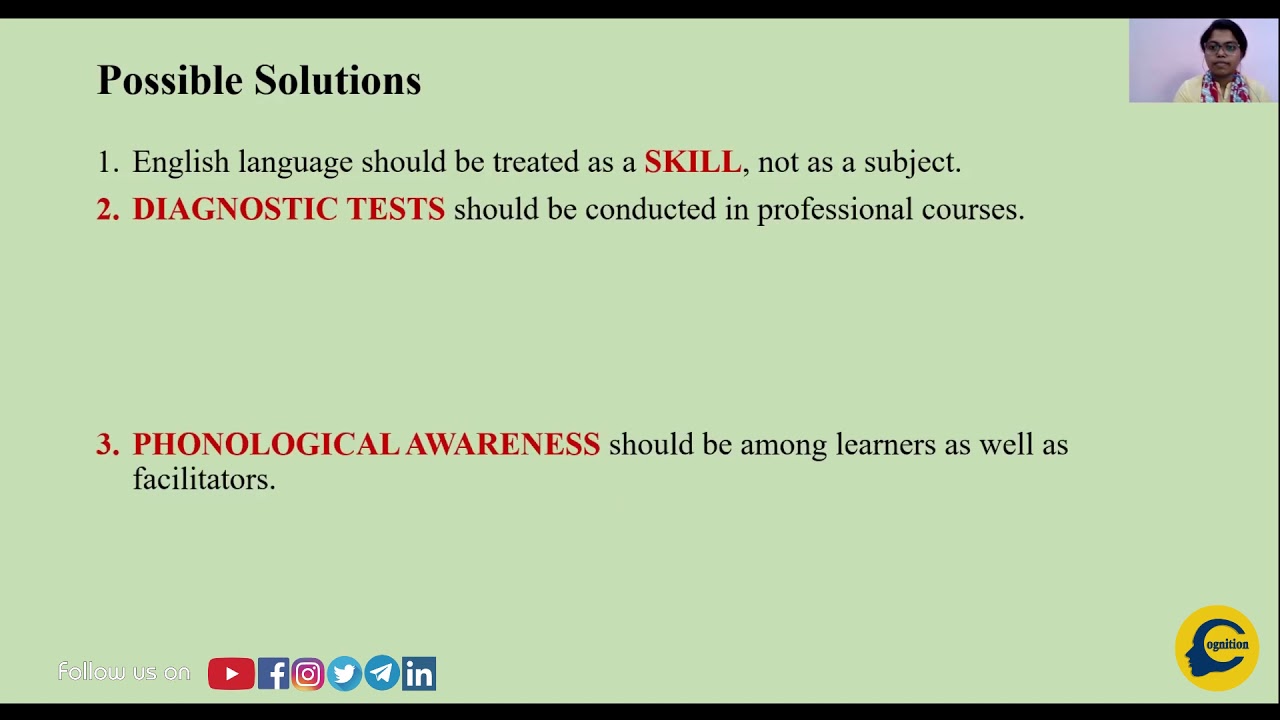 Possible Solutions for the challenges faced in Learning Professional English in India