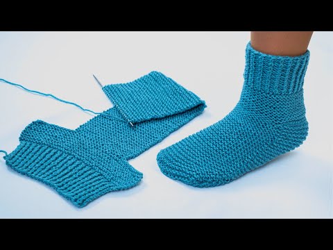 Easy slippers/socks on 2 knitting needles for beginners!