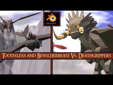 Low-Poly Toothless vs. Deathgrippers | Blender 3D HTTYD Animation