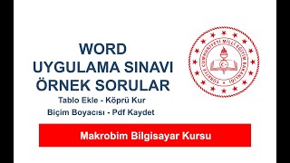 MEB Word Uygulama Sınavı - Örnek Sorular