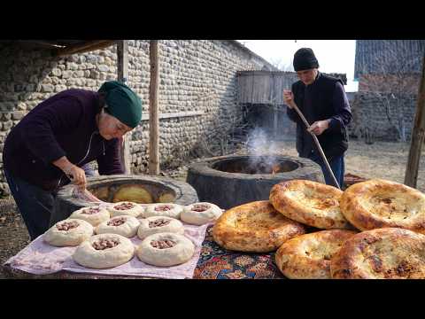 Village Life in Azerbaijan | Baking Tandoori Bread with Meat