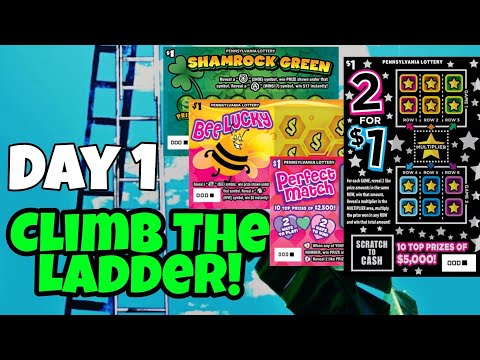 Climb The Ladder Challenge 🔴 Pa Lottery Scratch Off Tickets | Day 1