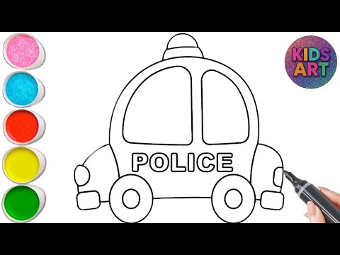 Let's draw police car || easy police car drawing step by step || kids drawing || police car drawing