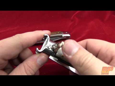 SKM 8" Italian Stiletto Lever Lock Brazilian Horn Automatic Knife - Polish Flat 