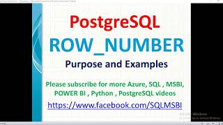 Postgresql Tutorials | Row Number in Postgresql | row_number examples