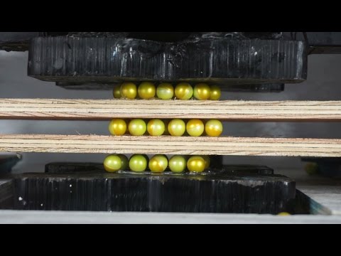 Three Layers of Paintballs Crushed In a Hydraulic Press Video