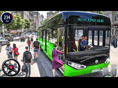 New Bus Simulator 2025: Euro Coach Green Bus Driving 3D Games - Bus Game Android Gameplay