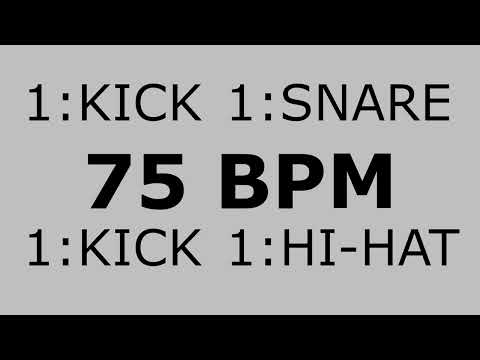 75 BPM Metronome kick + snare + kick + hi-hat 1:1:1:1