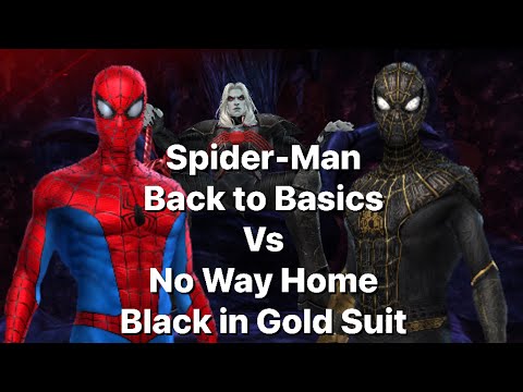 Spider-Man Back to Basics Vs NWH Black and Gold Suit WBL Knull Comparison-Marvel Future Fight