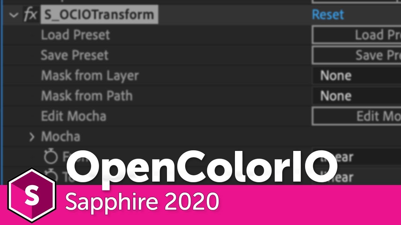 Sapphire 2020: OpenColor (OCIO) Support