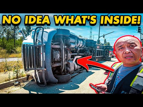 Speeding Driver Flips Container and Has No Idea What Was Inside