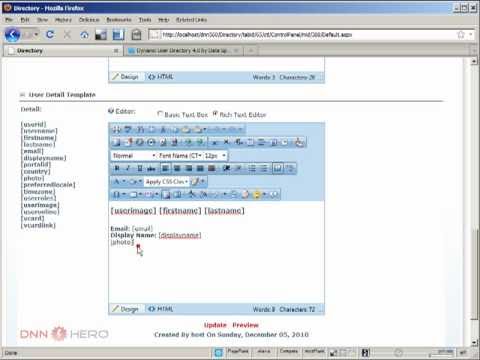 DotNetNuke Tutorial - Creating a user directory - part2/3 - Video #178