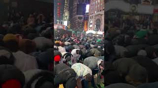 The first time in history muslims people praying in time square #peace #love#ramadan#shorts