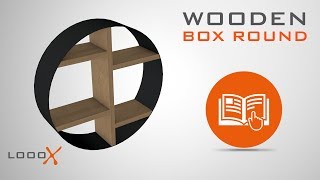 Looox Wood Box Round 50 cm, eiken old grey eiken, ophanging mat zwart