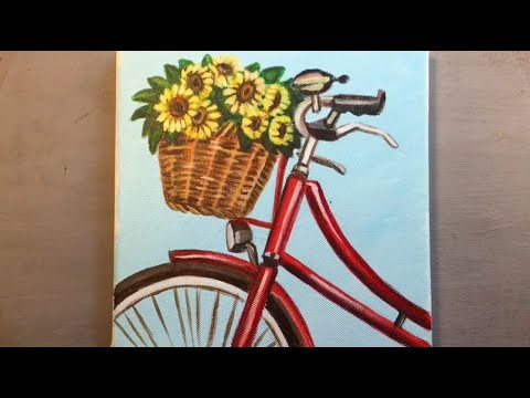 365 days challenge-day350/ STEP by STEP Acrylic Painting for Beginners/ Bicycle
