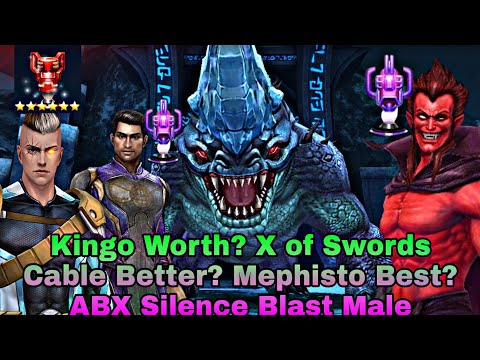 Kingo VS Cable X of Swords Uniform VS Mephisto ABX Silence Blast Comparison - Marvel Future Fight