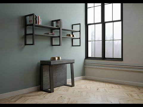 Console extensible bois et acier anthracite Ambra 90x40/288 cm