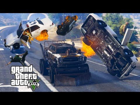 GTA 5 Apocalypse Bruiser destroys everything in it's path | Cinematic 5 star Chase down 🔥