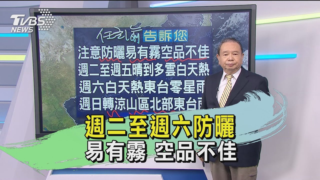 週二至週六防曬!易有霧 空品不佳